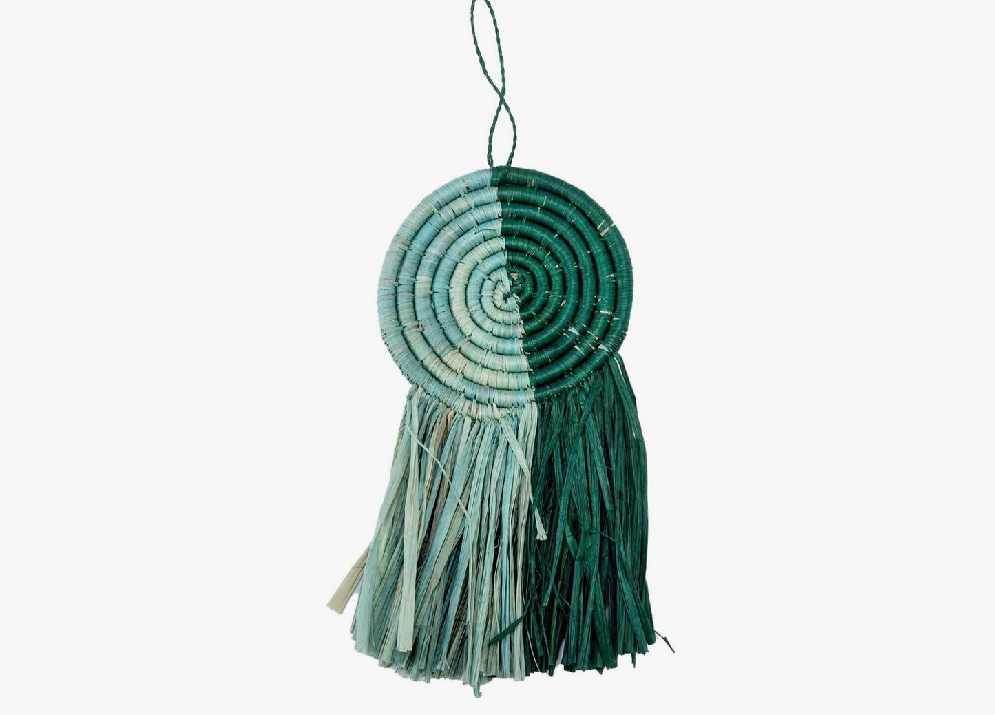 Raffia Fringed Ornaments - Teal